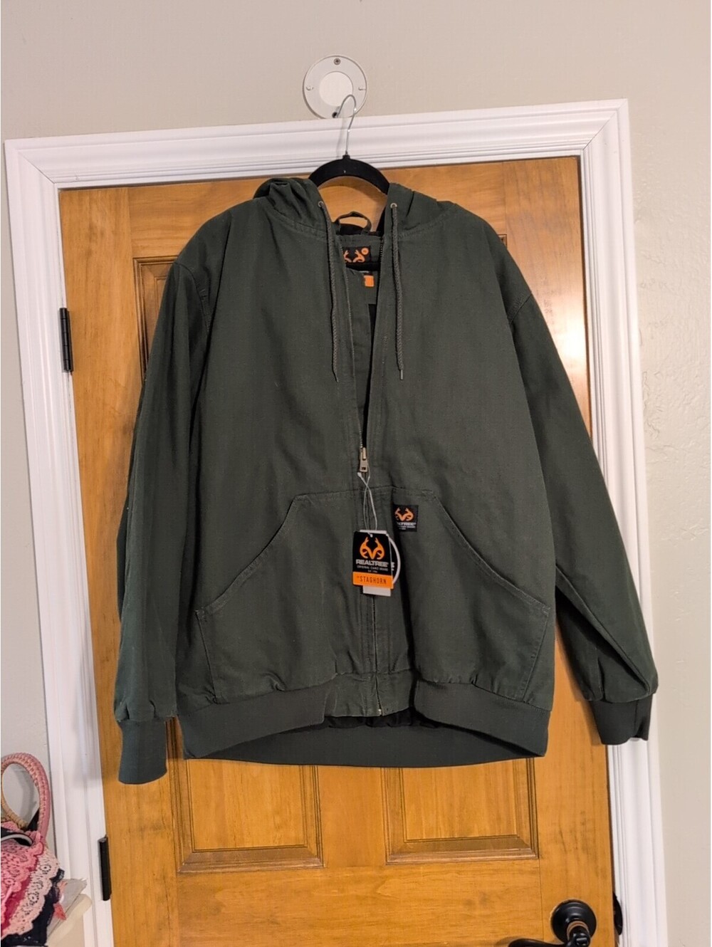 Staghorn Men's Realtree jacket XL Canvas Hooded Green Hunting Work chore NEW
